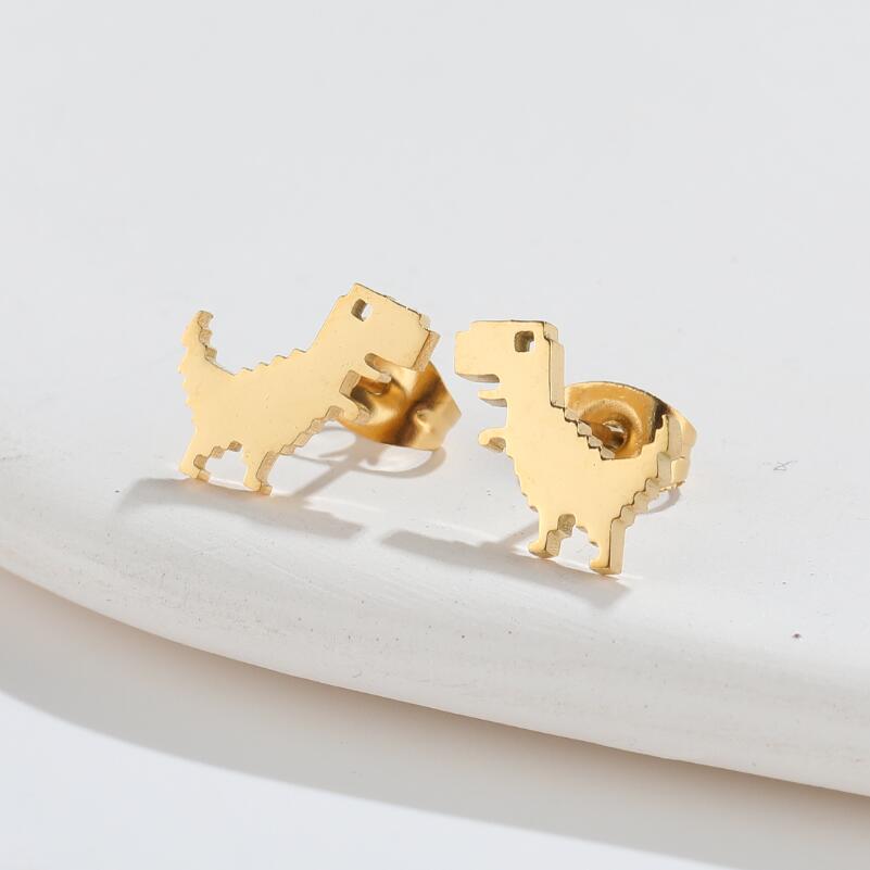 Fashion Mini Dinosaur Titanium Steel Stud Earrings