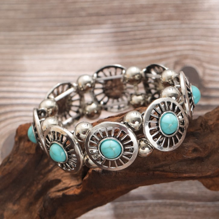 Bohemian Geometric Alloy Turquoise Women's Bangle Bracelet