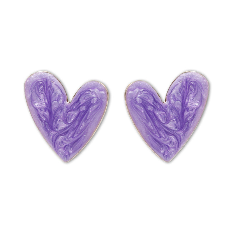 Gold-Plated Quicksand Texture Heart Drop Glazed Earrings for Women