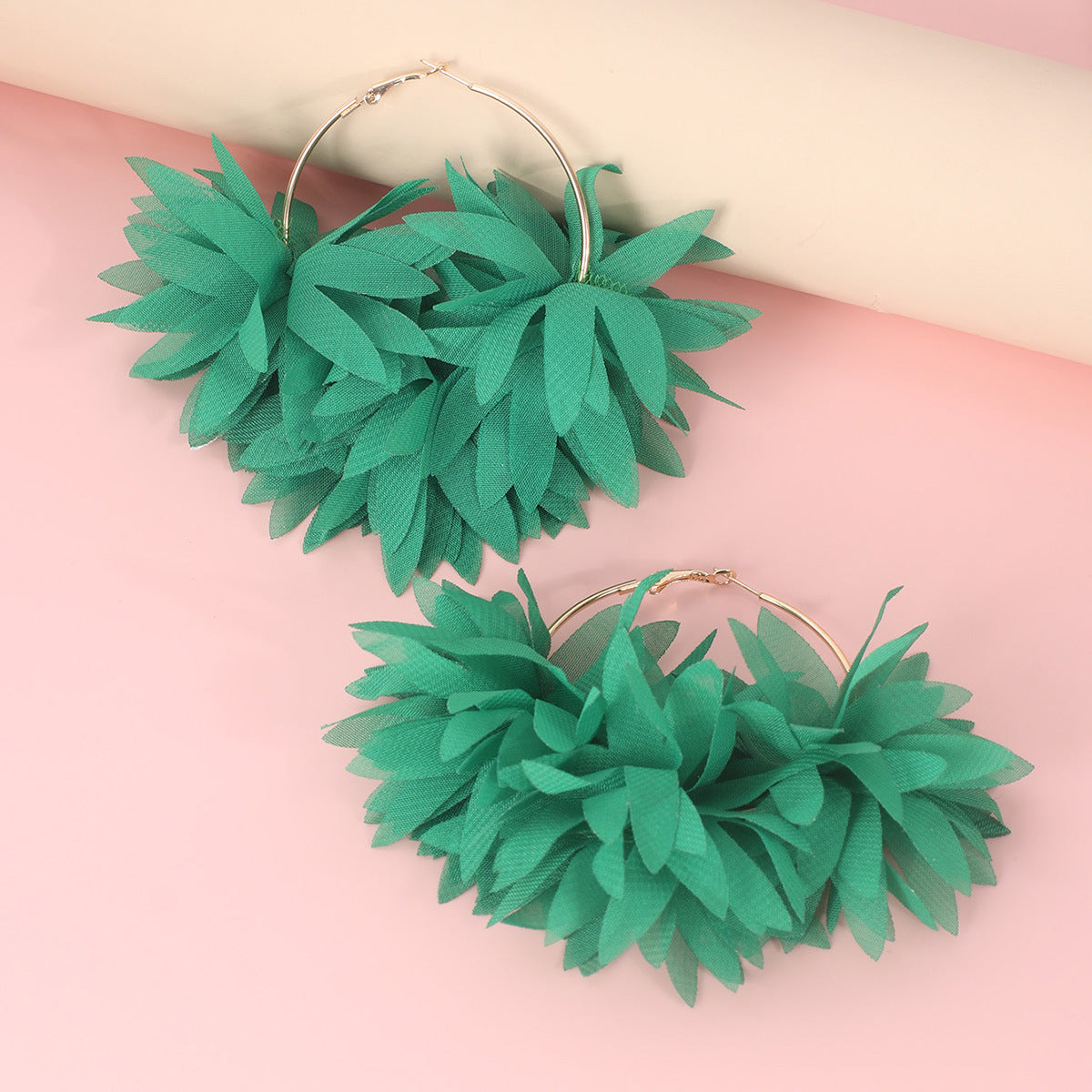 Simple Style Handmade Chiffon Flower Petal Women's Earrings