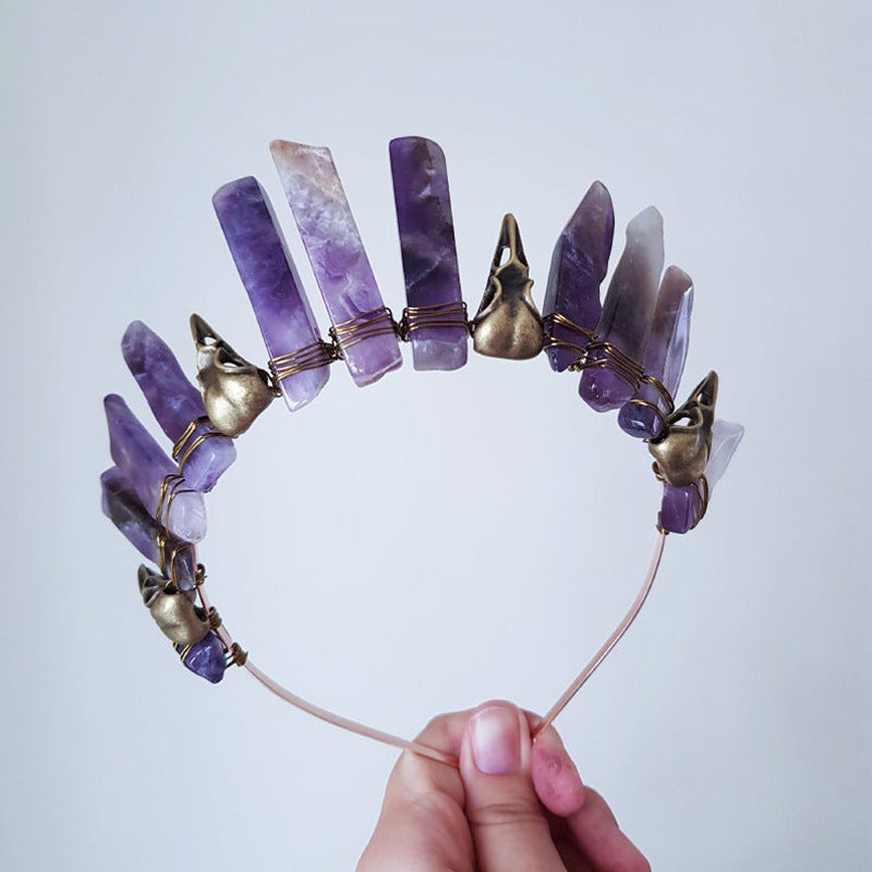Ethnic Crow Crystal Quartz Gothic Bohemian Hair Crown