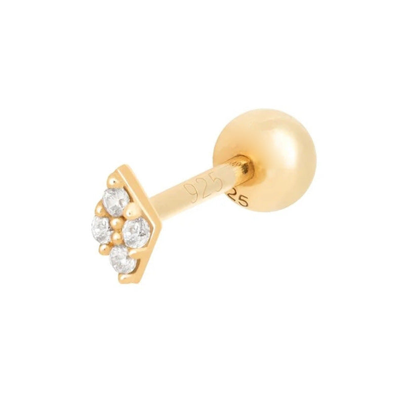 Sterling Silver Zircon Inlay Stud Earrings for Women