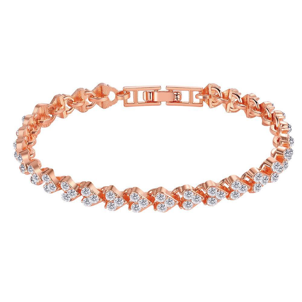 Heart-Shaped Crystal Zircon Alloy Bracelet with Roman Design