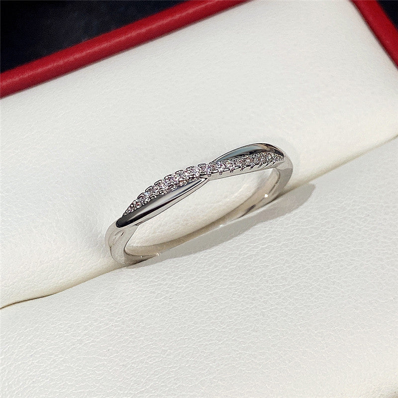 Elegant Zircon Platinum Plated Copper Ring for Women