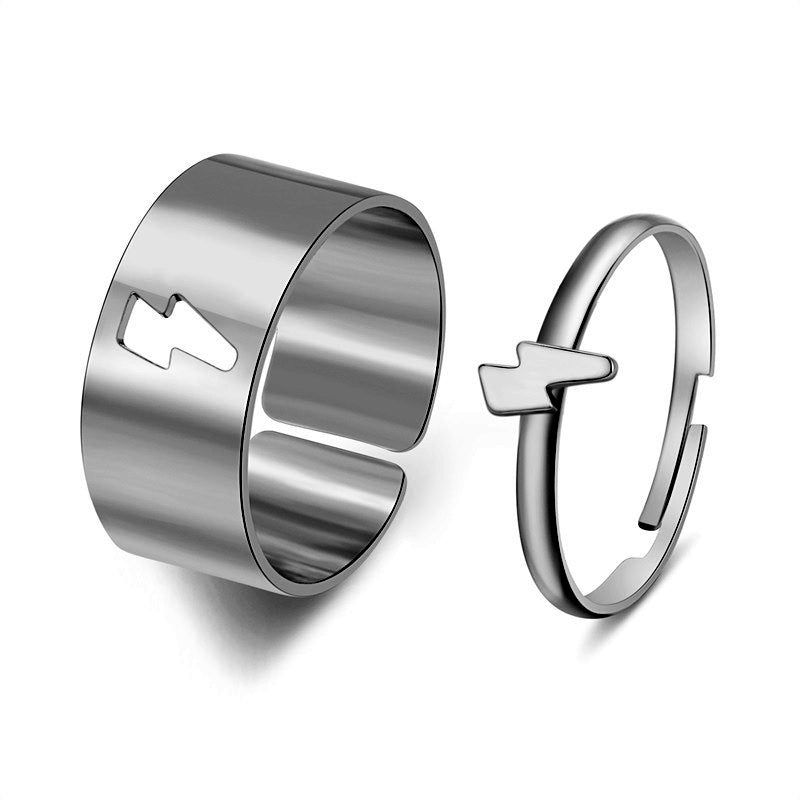 European American Butterfly Ring Set Creative Hollow Design Unique Punk Style Couple Rings