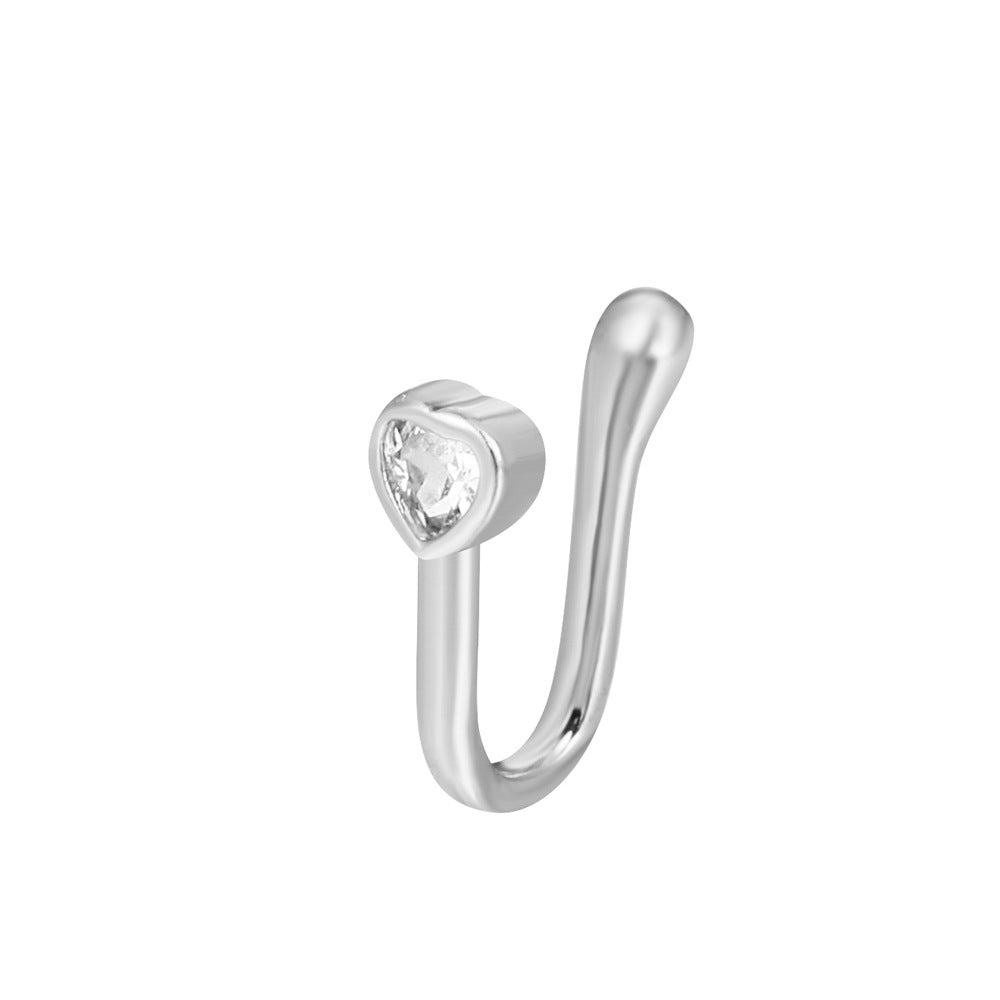 Adjustable Retro Copper Zircon U-Shaped Nose Clip Piercing Jewelry