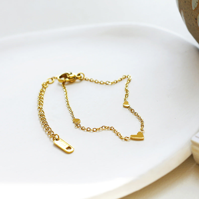 Simple Heart-Shaped Titanium Steel Necklace with 18K Gold Plating