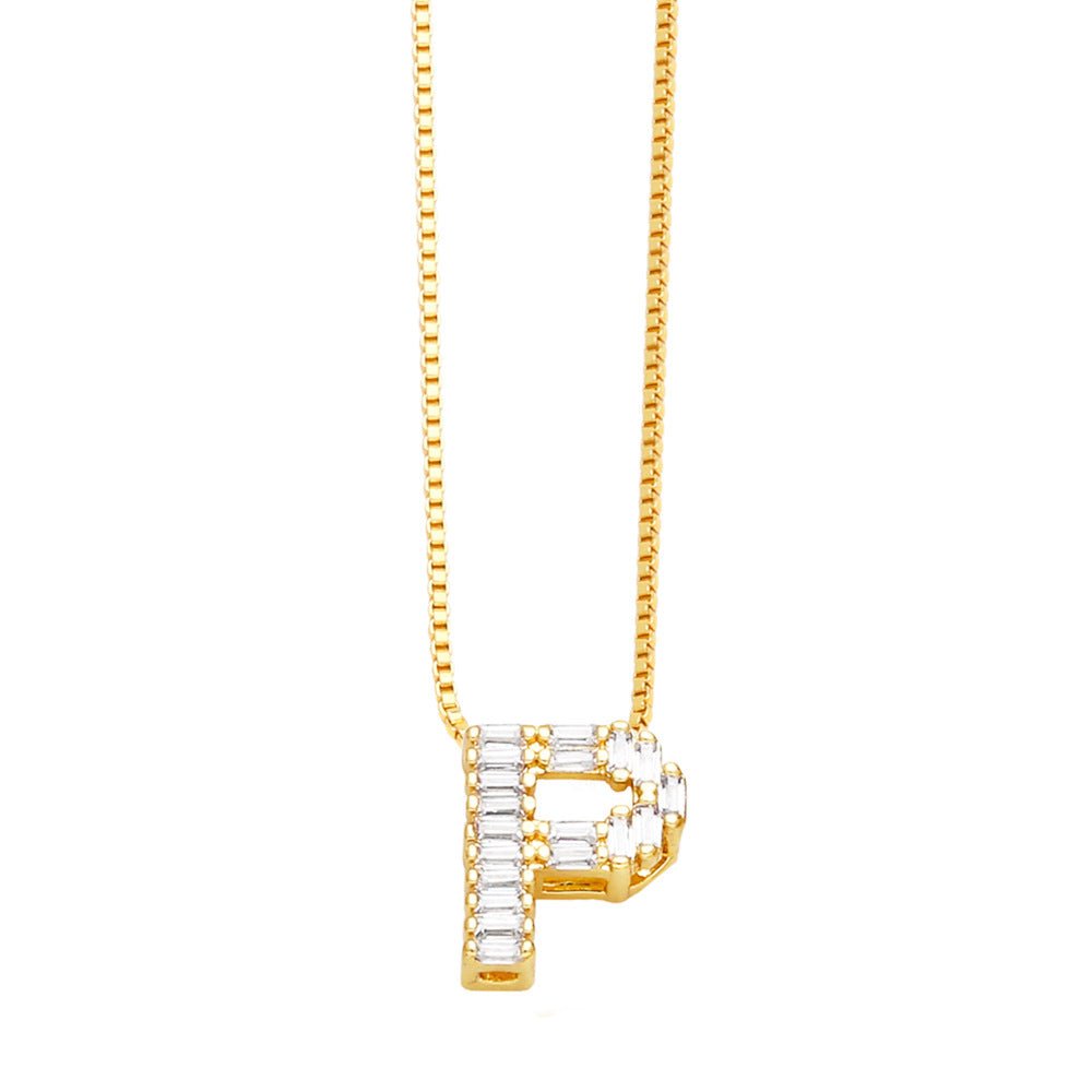 18K Gold Plated Zircon Letter Pendant Necklace