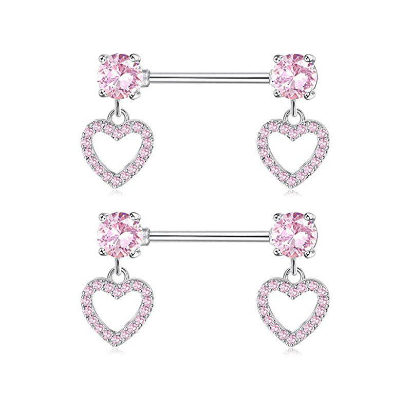 Simple Geometric Butterfly and Heart Wing Stainless Steel Zircon Inlay Jewelry