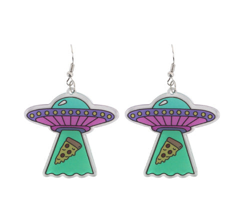 Acrylic Alien UFO Print Women's Drop Earrings