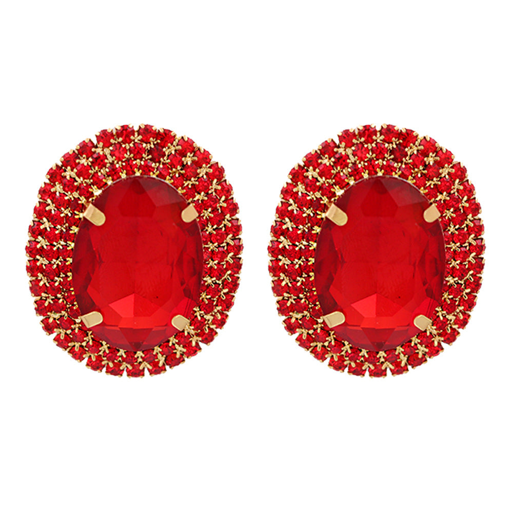 Korean Vintage Style Glass Gemstone Alloy Earrings