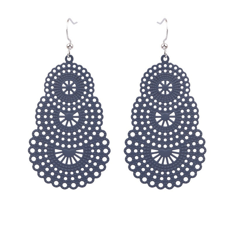 Bohemian Gourd Geometric Hollow Out Colorful Drop Earrings for Women