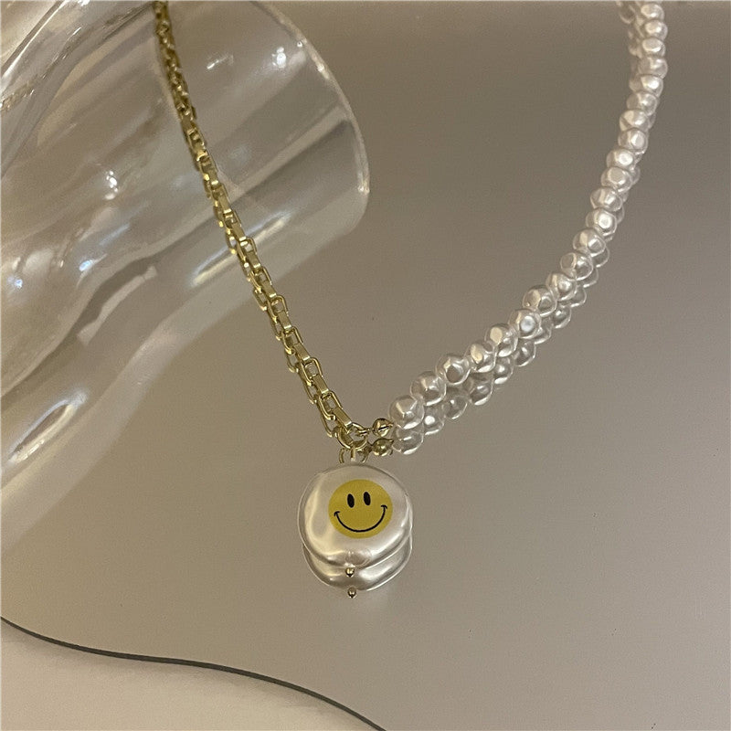Devil's Eye Smiley Face Pearl Pendant Multi-layer Necklace