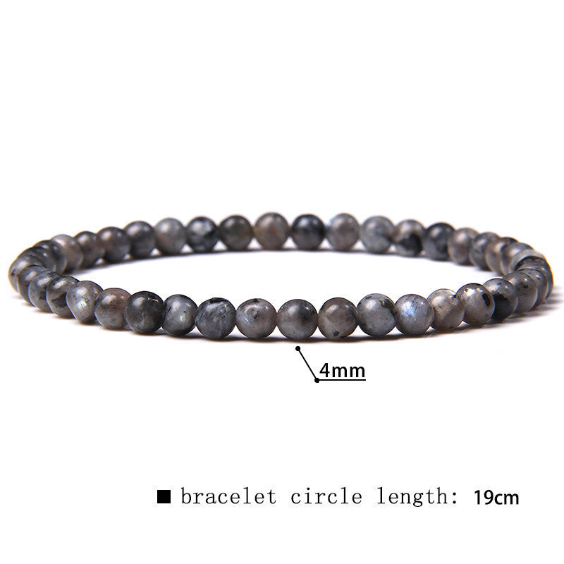 Minimalist Natural Stone Beaded Bracelet - 4mm Gemstone Jewelry for Women