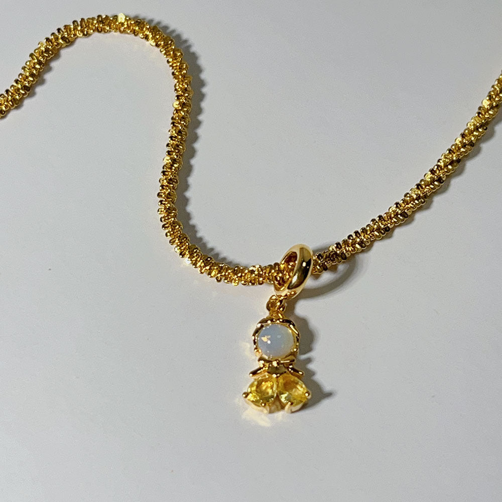 Geometric Zircon Princess Pendant Necklace with 18K Gold Plated Chain