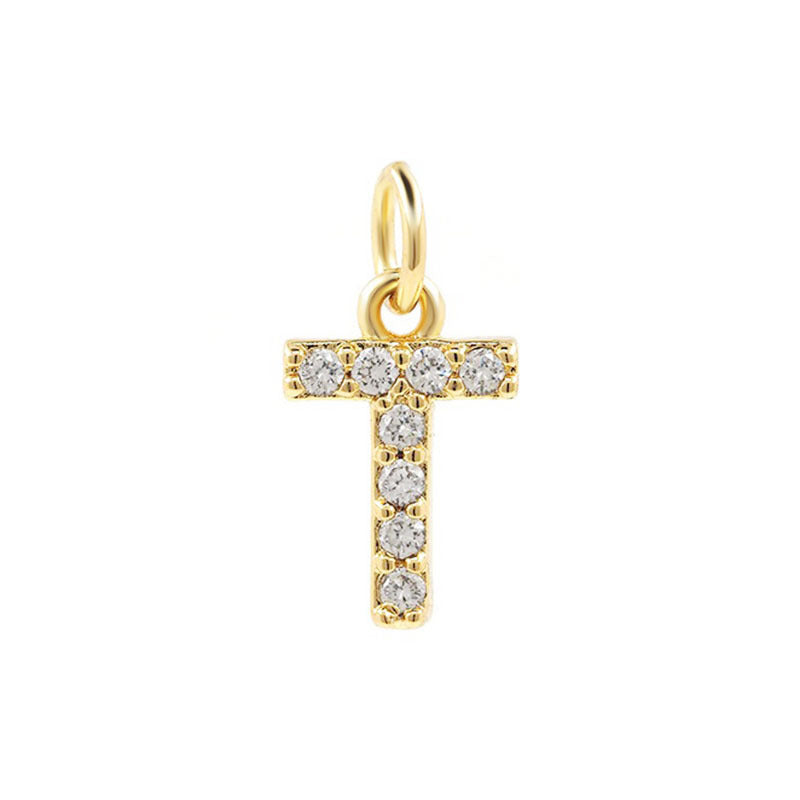 Bohemian 18K Gold Plated Alphabet Necklace with Zircon Charms