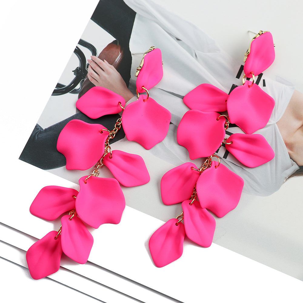 1 Pair Elegant Retro Flower Acrylic Tassel Drop Earrings for Women