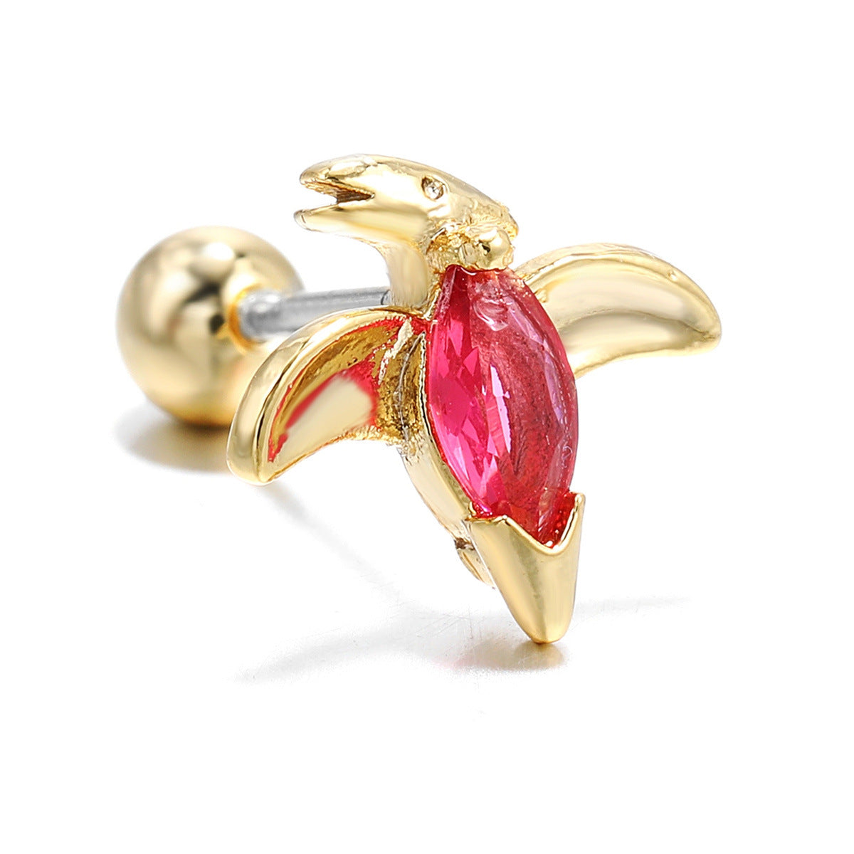 Kolamic 18K Gold Cute Bear Cloud Earrings with Colorful Zircon Studs