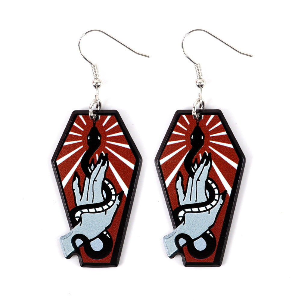 1 Pair Halloween Ghostly Spider Web Acrylic Drop Earrings