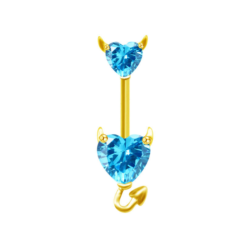 Elegant Heart Shape Stainless Steel Zircon Inlay Belly Ring