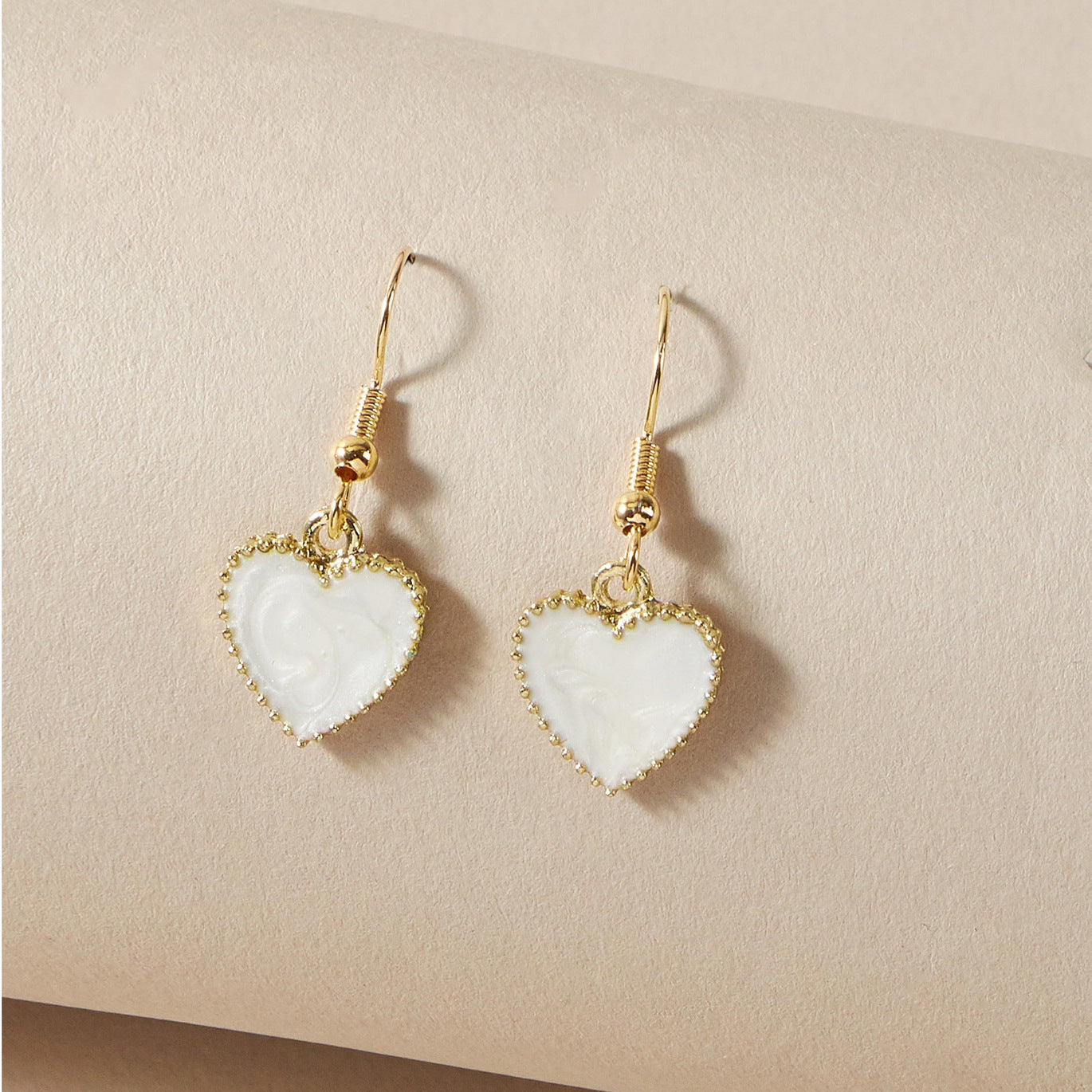 Vintage Diamond Heart Pearl Earrings - Creative Retro Design Alloy Jewelry