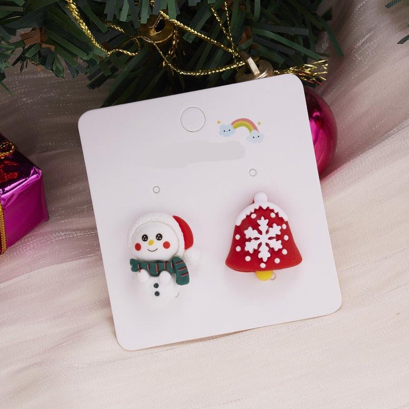 Fashion Creative Christmas Tree Santa Claus Snowman Asymmetric Earrings