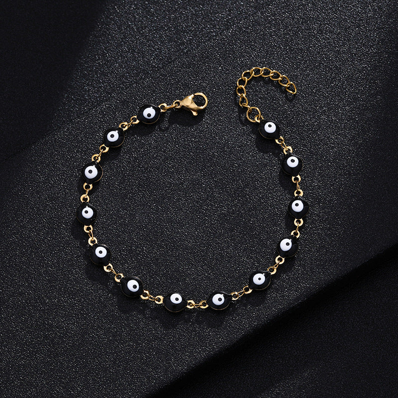 Fashion Eye Titanium Steel Enamel Beaded Bracelet for Women
