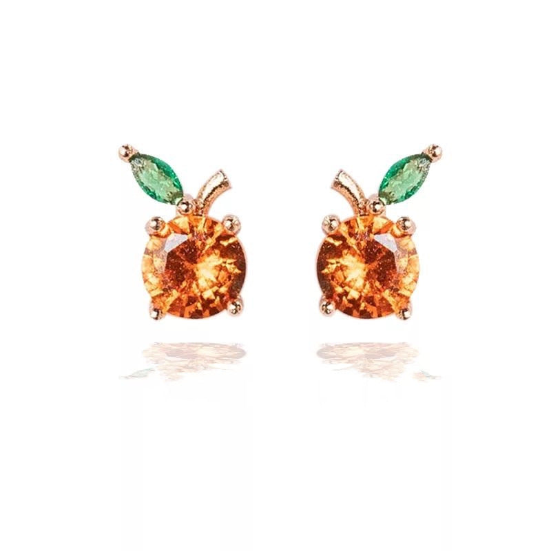 Wholesale Tropical Fruit Zirconia Earrings Women's 925 Silver Needle Summer Fashion Jewelry