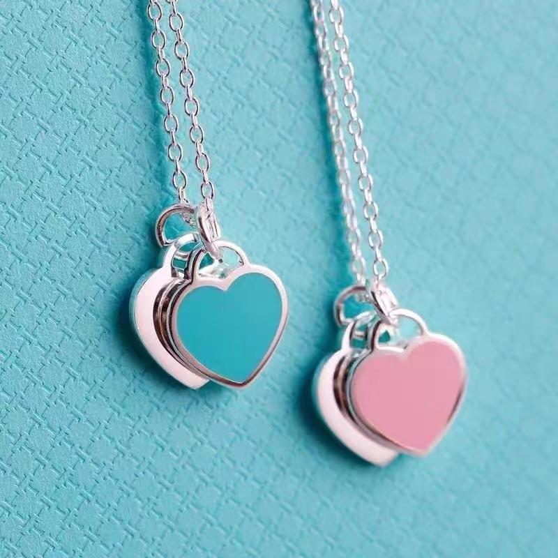 Heart Shape Enamel Pendant Necklace 925 Sterling Silver
