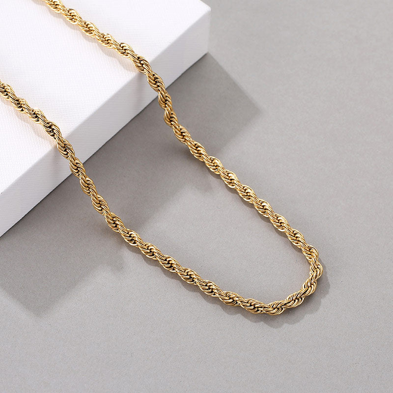 Retro Gold Twist Titanium Steel Necklace - Fashion Statement Choker Chain