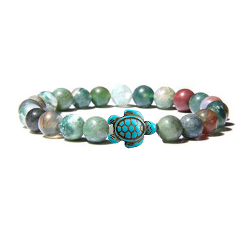 Retro Tortoise Turquoise Agate Tiger Eye Unisex Stretch Bracelet