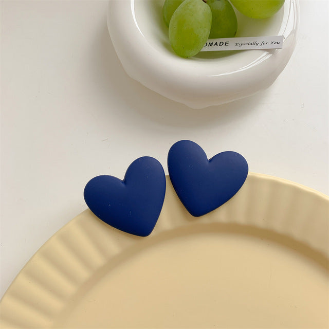 Candy Color Heart Stud Earrings - Macaron Multi-Color 925 Silver