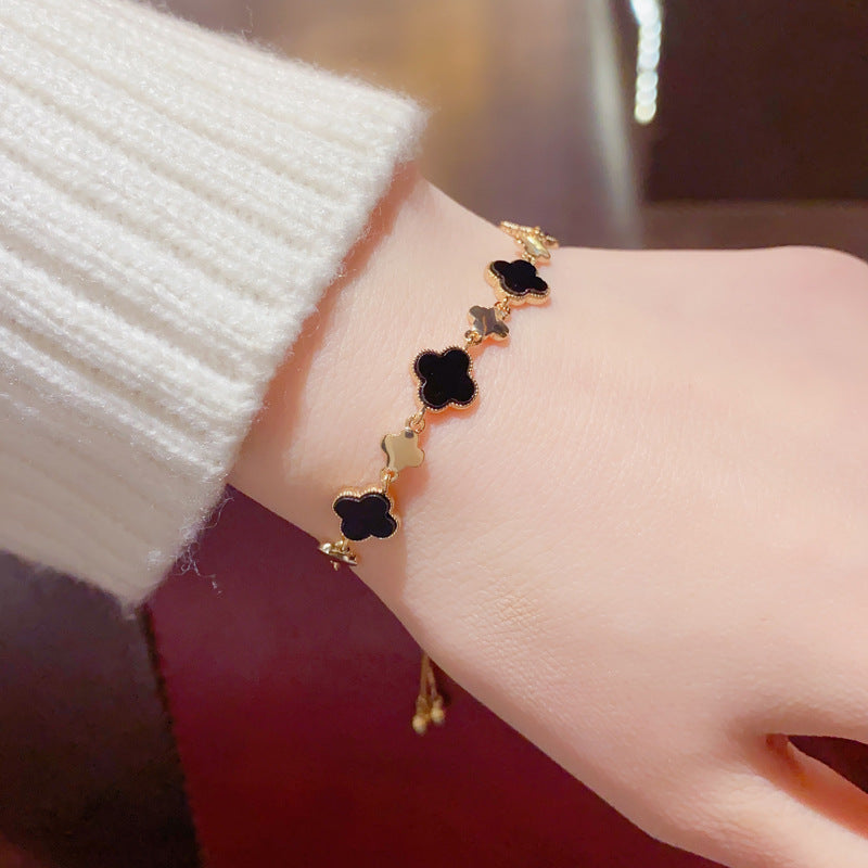 Fashion Elegant Butterfly and Clover Charm Bracelet