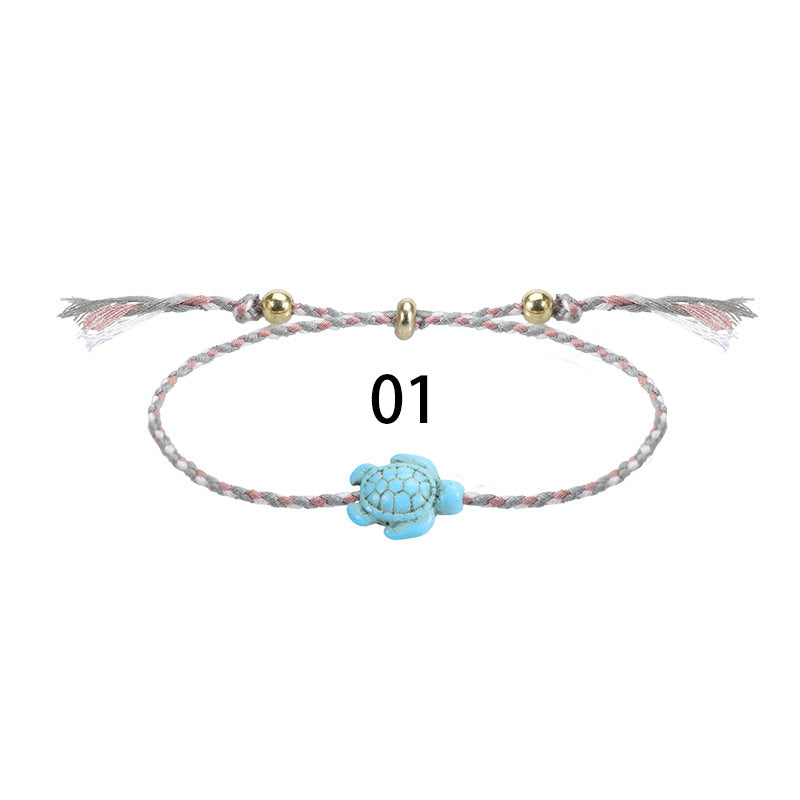 Bohemian Turtle Anklet and Bracelet Set - Multicolor Beach Surf Style