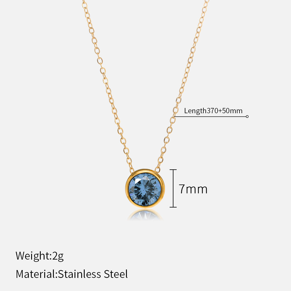 Simple Minimalist Gold Plated Stainless Steel Rhinestone Pendant Necklace