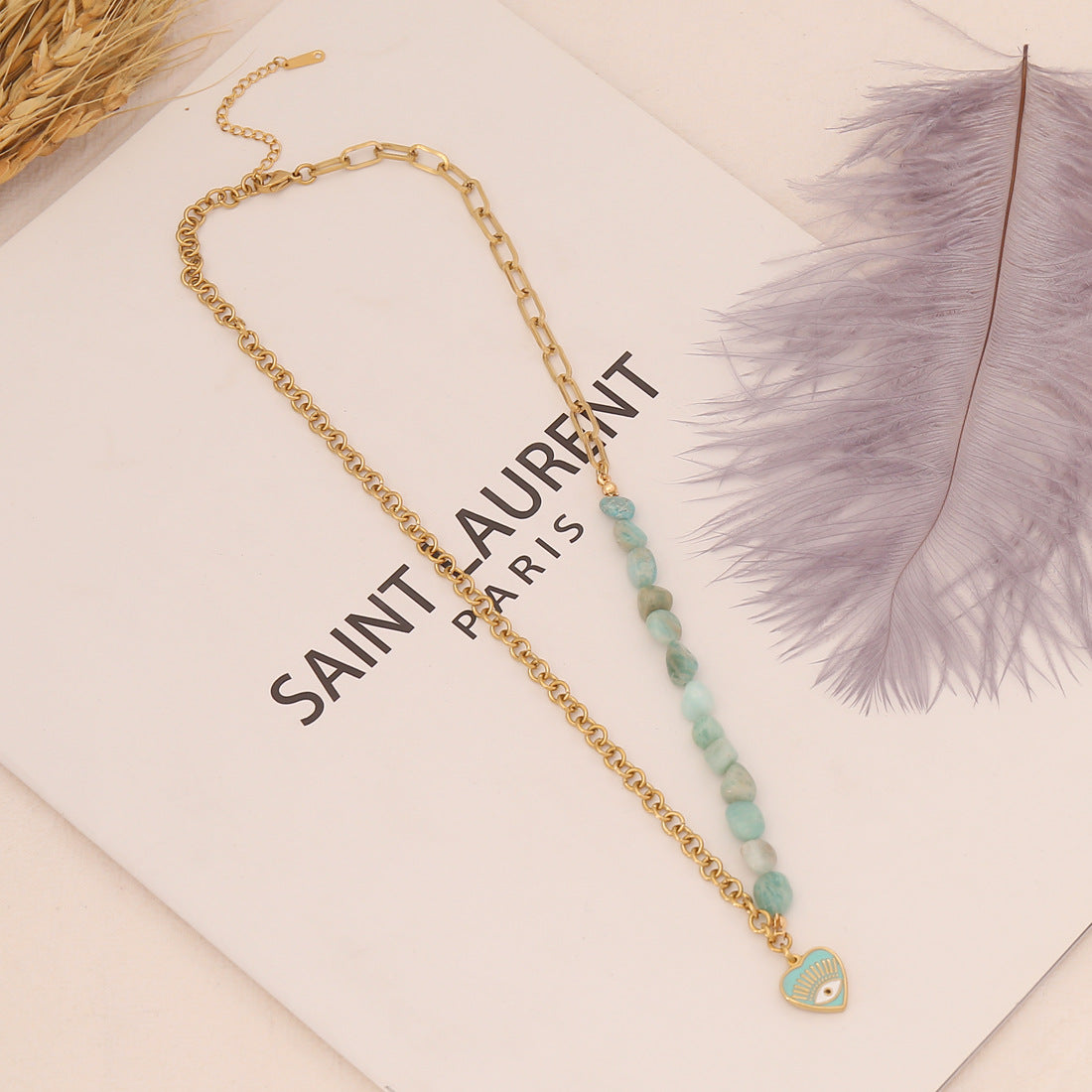 Stainless Steel Bohemian Natural Stone Multi-Layer Eye Necklace