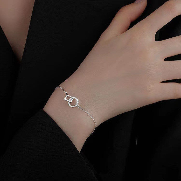 Creative Hip-hop Heart Pearl Cross Gold Coin Portrait Pendant Bracelet for Women