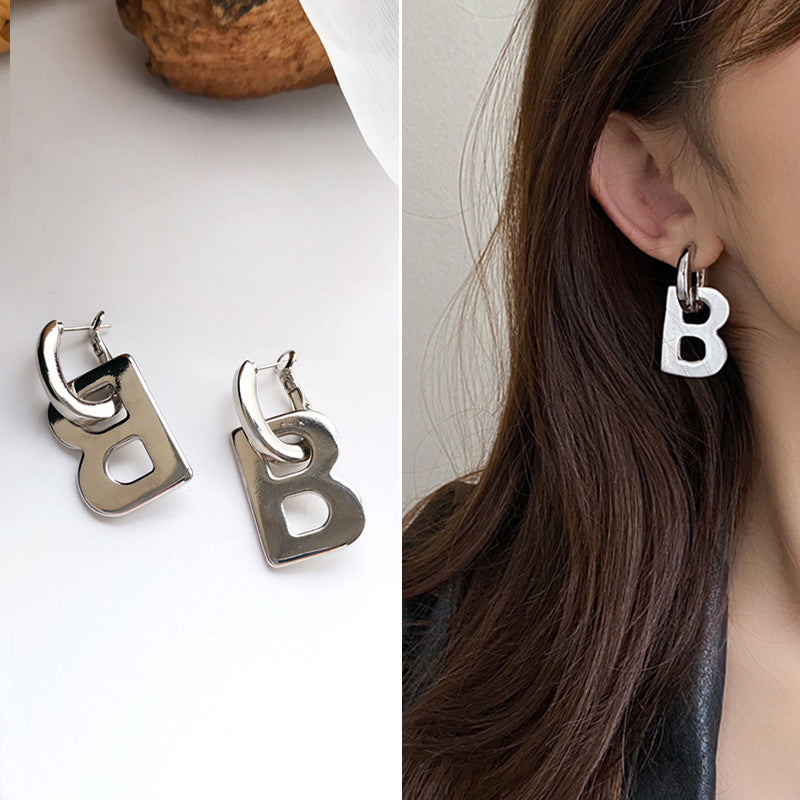Retro Geometric Alloy Plated Earrings with 925 Silver Needle