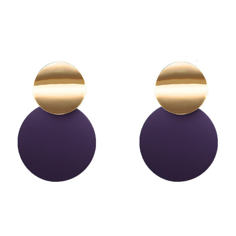 Retro Geometric Circle Metal Stud Earrings