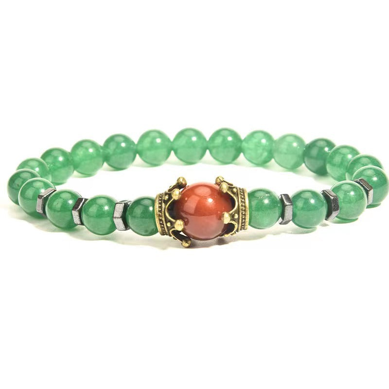 Retro Crown Alloy Tiger Eye Beaded Bracelet