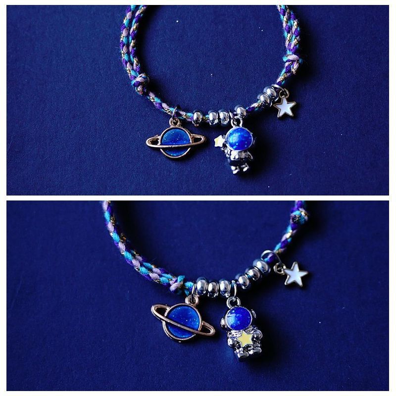 Fashion Astronaut Star and Moon Alloy Knitting Bracelets Set