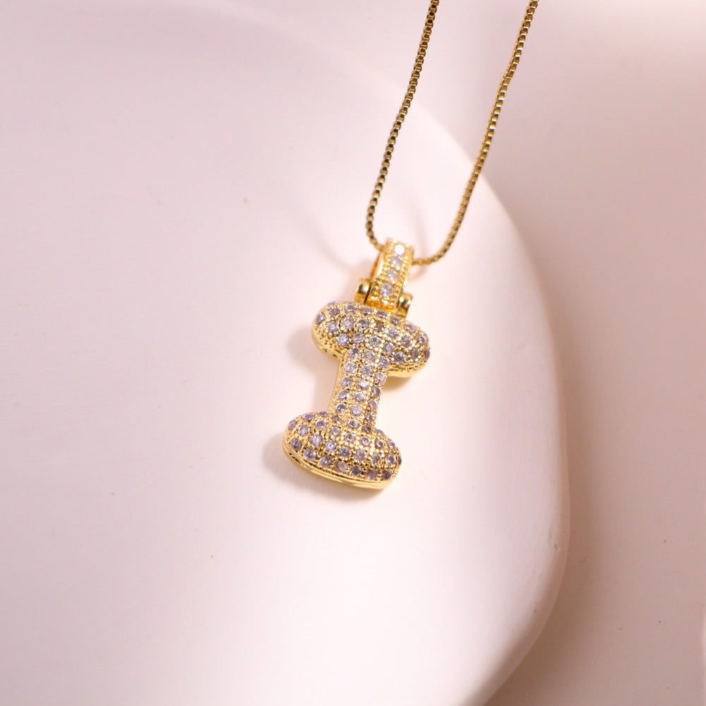 Vintage 18k Gold Plated Zircon Initial Pendant Necklace