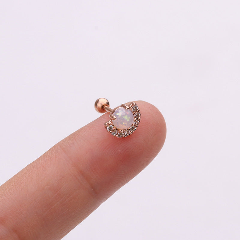 Korean Style Pineapple Zircon Stainless Steel Stud Earrings