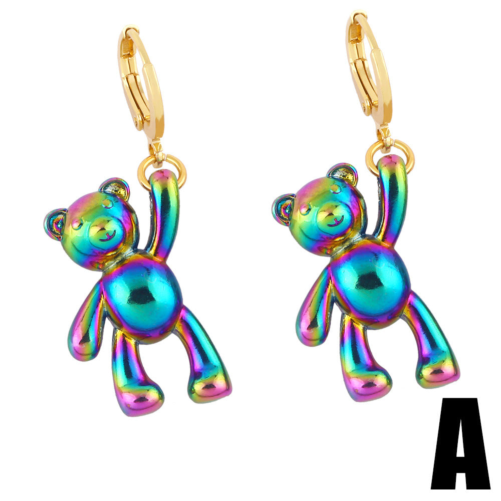 Cartoon Balloon Dog Colorful Metal Copper Earrings