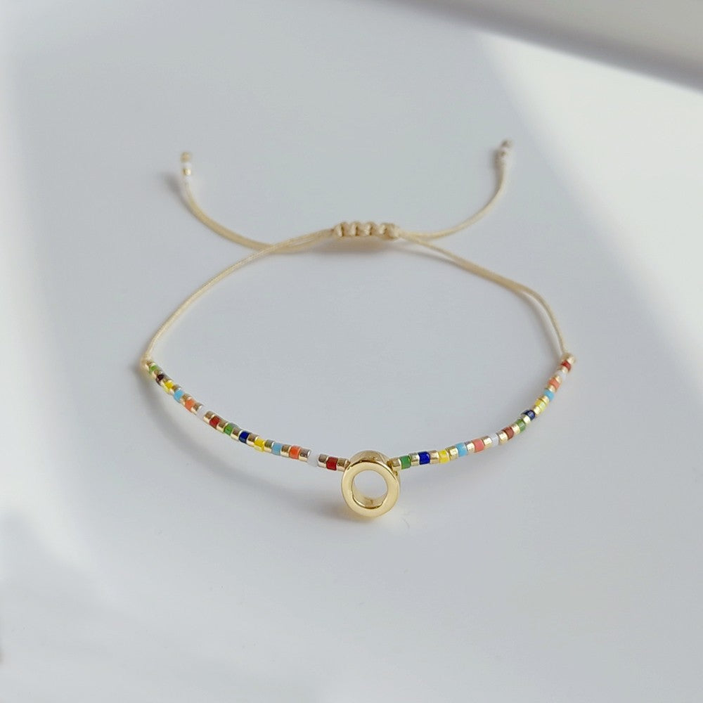 18K Gold Plated Bohemian Miyuki Beaded Adjustable Letter Bracelet for Women