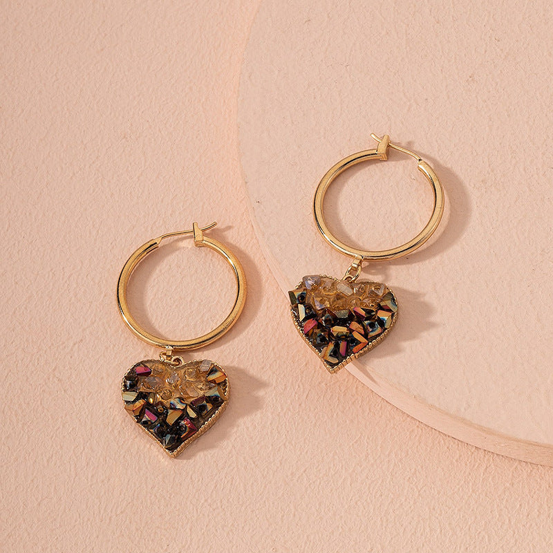 New Fashion Geometric Turquoise Metal Hoop Earrings