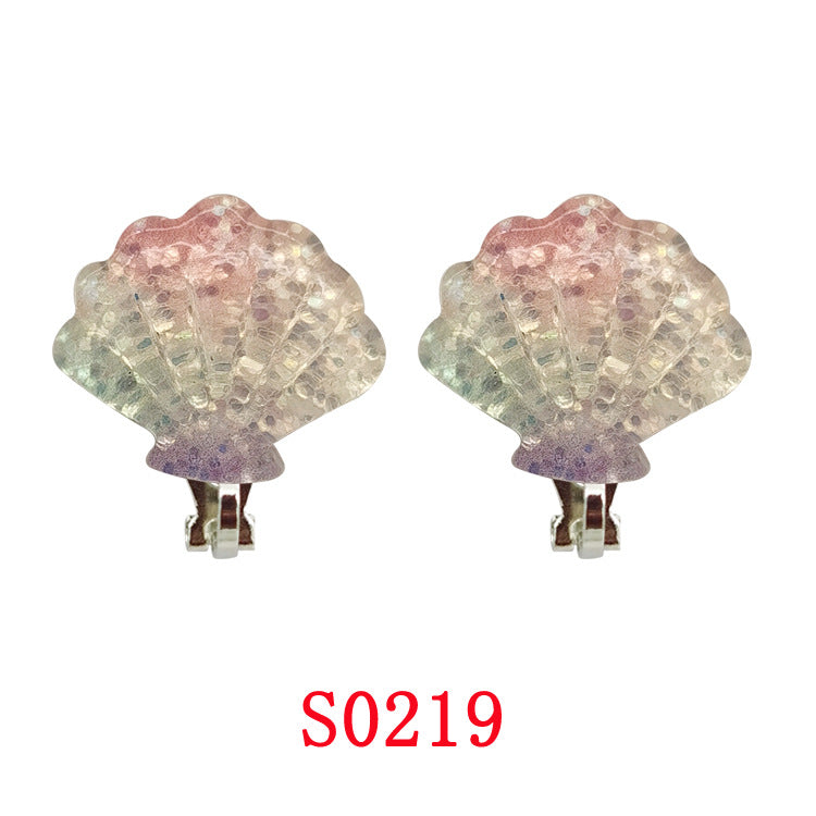New Cartoon Unicorn Mermaid Clip-On Earrings for Girls