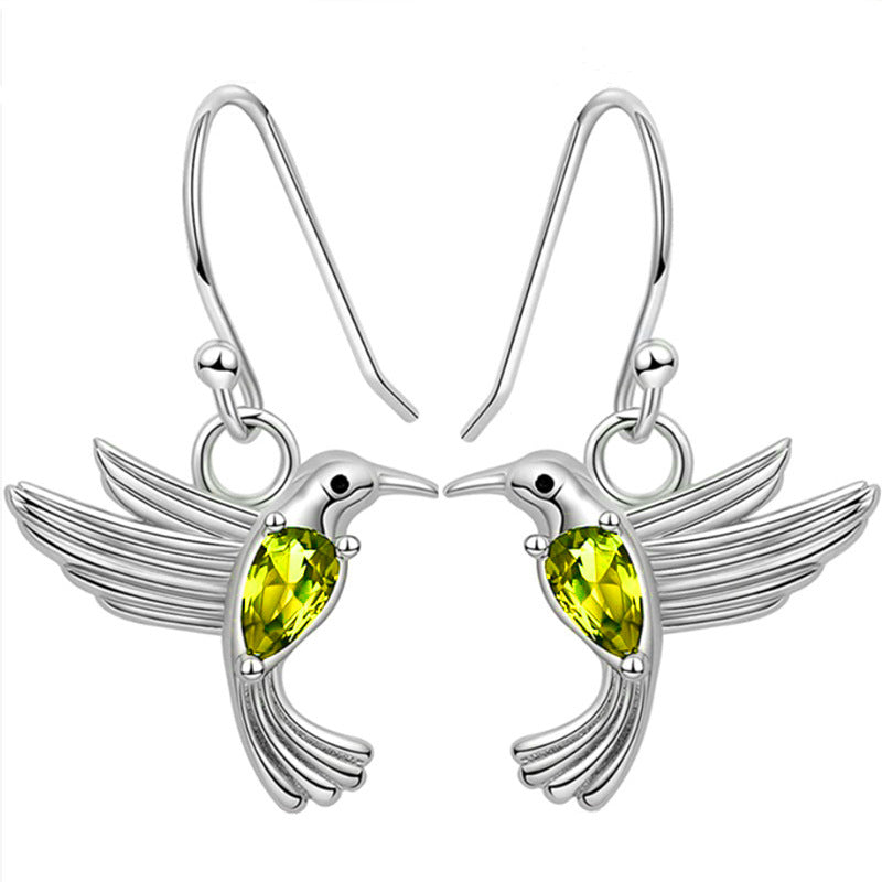 1 Pair Fashion Hummingbird Zirconia Earrings for Mother's Day