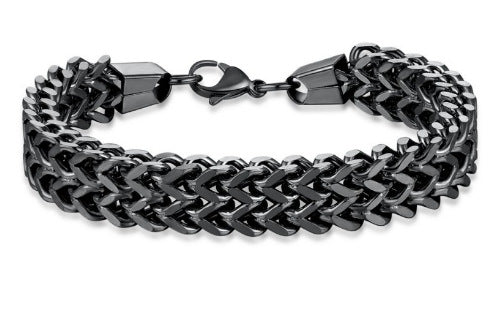 Fashion Geometric Titanium Steel Double Row Mesh Men's Bracelet