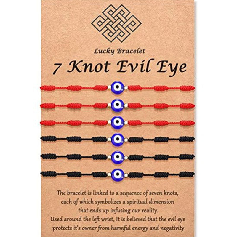 Evil Eye Bracelet Set - Blue Eye Braided Adjustable String Bracelets